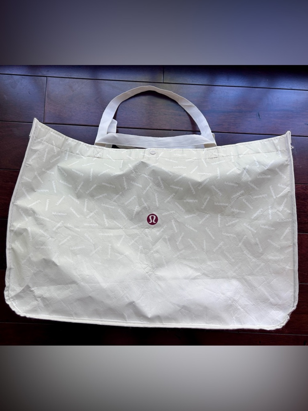 Lululemon Grey Reusable Tote Bag with Subtle Logo Print